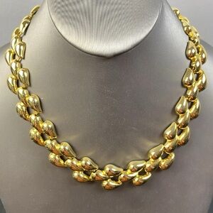 Vintage Necklace Collar Chunky Raindrop Goldtone 18" Long